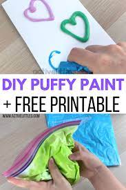 How To Make Homemade Puffy Paint Free Printable For Kids Active Littles Homemade Puffy Paint Puffy Paint Puffy Paint Crafts