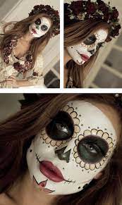 Leave Everyone Breathless With This Diy Sugar Skull Halloween Makeup Tutorial Cool Halloween Makeup Halloween Makeup Halloween Makeup Looks