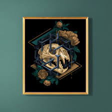 Works in this movement featured geometric and curved shapes, and nature such as flowers and birds. Tiger Skull Flowers Print Dark Aesthetic Saber Tooth Wall Art