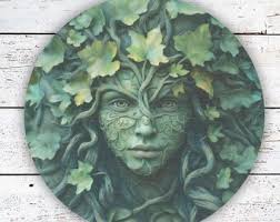 Pagan Ivy Greenwoman *2D Flat* Wooden Plaque, Wiccan Wall Art, Witchcraft  Home Decoration, Green Aesthetic Folkloric Art, Forest Goddess