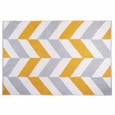 Farbenfrohder Geometrische Trend Wird Sie Beim Grafischen Teppich Joy Aus Grauer Und Gelber Baumwolle In Hochstes Staen Baumwollteppiche Teppich Blaue Teppiche
