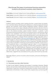 Puberty sexual education for boys and girls 1991 belgium.rar. Pdf Mind The Gap The Impact Of Professional Learning Communities Focussed On The Primary Secondary School Transition