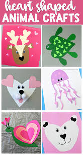 Valentine S Day Heart Shaped Animal Crafts For Kids February Crafts Valentines Art Valentine Crafts For Kids