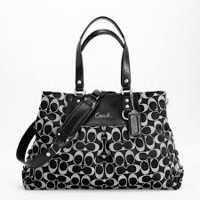 Black And White Coach Purse Classic Coach Bag Ladies Black Handbags Carryall Tote Handbag