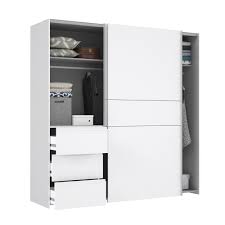 Retrouvez ci après nos 127 offres marques références et. Armoire 2 Portes Coulissantes 3 Tiroirs Blanc L 200 1 X P 61 2 X H 200 5 Cm Winn2 Cdiscount Maison