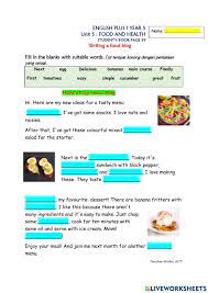 Unit 5 food and health year 5. Cefr Year 5 Food And Health Writing A Food Blog Worksheet
