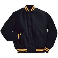 Black And White Varsity Jacket Outfit Solid Black Varsity Letterman Jacket With Light Gold Stripes Varsity Jacket Varsity Letterman Jackets Letterman Jacket
