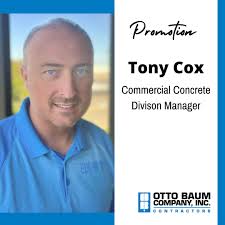 We are excited to announce the promotion of Tony Cox to Division Manager of  OBCI's Commercial Concrete services! Tony started in residential  construction while in high school and was able to join