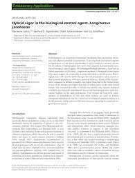 Department of bioagricultural sciences and pest management. Hybrid Vigor In The Biological Control Agent Longitarsus Jacobaeae Topic Of Research Paper In Biological Sciences Download Scholarly Article Pdf And Read For Free On Cyberleninka Open Science Hub