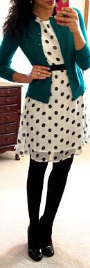 Black And White Polka Dot Dress With Black Tights Hello Gorgeous Threads Fashion Style Fashion Outfits