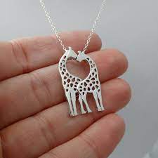 Kissing Giraffes Necklace 925 Sterling Silver Silver Jewelry Necklace Fine Silver Jewelry Silver Earrings Outfit