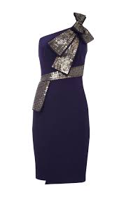 Dark Blue Karen Millen One Shoulder Butterfly Dress Dresses Sequin Dress Karen Millen