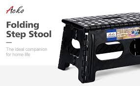 Weight capacity make it secure to use. Amazon Com Acstep Folding Step Stool 15 Inch Extra Wide 9inch Height Heavy Duty Stepping Stool More Safe And Comfortable Non Slip Foldable Step Stool For And Audults Black Home Kitchen
