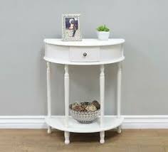 They are about hip height, which is great for setting things on it, so retrieving them doesn't require bending over, and they are lo… Traditional Classic Half Round Console Table Wooden With Storage Coastal White Ebay