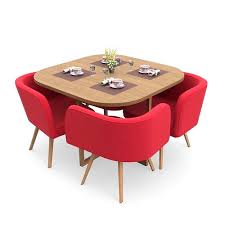 By choosing a matching table and chairs you also save time searching for the perfect fit, giving you more time to focus on spending your precious time with family and friends. Red And Brown Wood Compact Dining Set Warranty 5 Years Id 18988864797