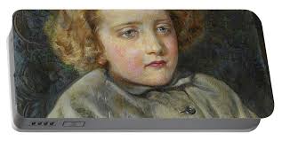 Portrait Of Laura Theresa Epps Lady Alma Tadema As A Child, 1860 Watercolor  Portable Battery Charger by John Brett