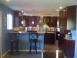 Information About Rate My Space Cherry Cabinets Blue Kitchens Blue Accent Walls