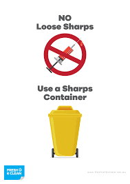Dispose of a household sharps container when it is 2/3 full: Download Free Sharps Disposal Posters Fresh And Clean