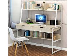 Siya 120cm Computer Desk With Bookshelf Oak In 2020 Bookshelf Desk Simple Bookshelf Modern Computer Desk