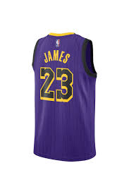 Of course, kobe bryant and his two iconic #8 and #24 jerseys that are hanging on the rafters of the staples center. Lebron James Los Angeles Lakers Official 18 19 Nike City Edition Swingman Jersey Mens Purple Stateside Sports