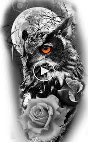 Black And White Owl And Rose Tattoo Designs Kaps Owl Tattoo Drawings Realistic Owl Tattoo Owl Tattoo