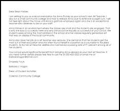 Art Teacher Recommendation Letter Example Letter Samples Templates