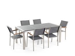 It comes in multiple sizes like cutter slabs, gangsaw slabs, tiles. 6 Seater Garden Dining Set Grey Granite Triple Plate Top With Grey Chairs Grosseto Furniture Lamps Accessories Up To 70 Off Avandeo Online Store
