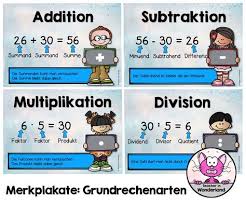 Habe Fur Meine Matheklassen Nun Merkplakate Zu Den Grundrechenarten Angefertigt Merkplakat Zur Additi Grundrechenarten Mathematikunterricht Matheunterricht