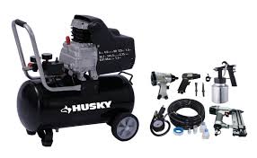 Husky 8 Gallon Portable Oil Lubricated Air Compressor With Air Tool Kit Air Tools Air Compressor Tool Kit