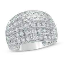White gold anniversary rings for her. 1 Ct T W Diamond Vintage Style Dome Anniversary Ring In 14k White Gold Zales