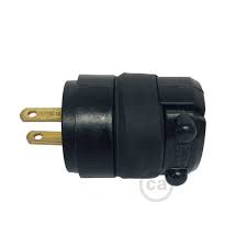 Black Rubberized Straight Blade Plug For Creative Cables Custom String Lights