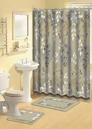 Home Dynamix 4039 361 Bath Boutique Poly Acrylic 15 Piece Bathroom Set Taupe Aqua Home D Bathroom Shower Curtain Sets Shower Curtain Sets Cool Shower Curtains