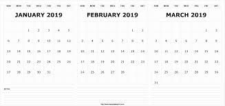 Jan Feb March 2019 Calendar Template Calendar Template Print Calendar Calendar Printables