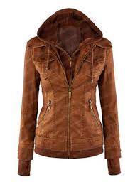 Women Leather Jacket With Removable Hoodie Leather Jackets Women Faux Leather Jacket Women Faux Leather Motorcycle Jacket