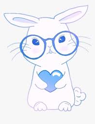 The best gifs are on giphy. Kawaii Cute Anime Bunny Glasses Heart Blue Happiness Cartoon Hd Png Download Kindpng