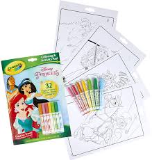 Amazon Com Crayola Disney Princess Color Activity Book 32 Coloring Pages 7 Mini Markers Gift For Kids Packaging May Vary Toys Games