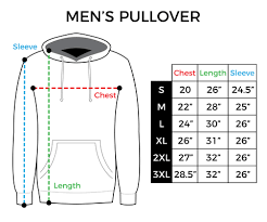 Size Chart Mens Pullover Hoodie Inkaddict