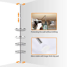 Tension poles aren't just for shelving….over at instructables, the aptly named usefulguy has posted instructions for how to use parts readily available at your local big box store to create a pole system to. Buy Corner Shower Caddy Rustproof Shower Organizer Stainless Steel Tension Pole Shower Shelves Height Adjustable 43 Inch To 110 Inch Hellip Online In Indonesia B083m1tfnw