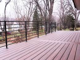 The thin, minimalist design of the wire cable railing system keeps your focus on the landscape beyond. Horizontal Metal Railing For Deck Great Lakes Metal Fabrication
