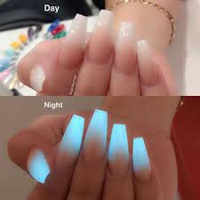Black And Blue Ombre Nails Coffin Glow In The Dark Ombre Http Hubz Info 56 Easy Nailarts Tutorial Glow Nails Neon Acrylic Nails Acrylic Nail Powder
