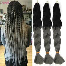 Black And Gray Ombre Braiding Hair 6 19 24 Ombre Gray Synthetic Jumbo X Pression Braids Twist Crochet Hair Extensions Ebay Fashion Black And Grey Hair Braiding Hair Colors Grey Box Braids