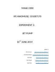 MAAE 2300 : Fluid Mechanics I