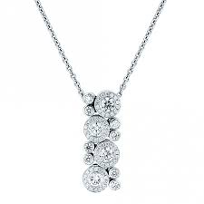 18ct White Gold Diamond Multi Cluster Art Deco Style Pendant Round Diamond Pendant Diamond White Gold Diamonds