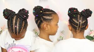 This waterfall braid hairstyles can make you shine, anywhere you go. Braided Buns W Hair Extensions Hair For Little Girls Protective Style Youtube