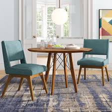 Mid century modern dinette set round wood grained pedestal table with 4 swivel chairs. Mid Century Modern Kitchen Dining Room Sets You Ll Love In 2021 Wayfair