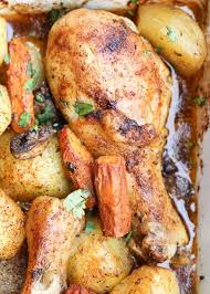 Recipe For Crispy Chicken Drumsticks Baked In The Over With Potatoes Carrots And Mushroom Baked Chicken Legs Chicken Drumstick Recipes Oven Baked Chicken Legs