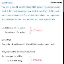 Even the usual tailor the author (dr. Two Tailors A And B Earn 150 And 200 Per Day Respectively A Can