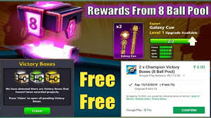 Boxes won in tournaments always award a full cue (4 pieces), but only the winning player receives such box. Free Rewards Champion Victory Boxes From 8 Ball Pool Unlock Galaxy Cue 100 Working Trick Youtube