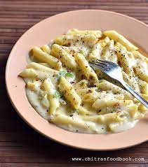 White Sauce Pasta Recipe Creamy Garlic Pasta In White Sauce Indian Vegetarian Recipe In 2020 White Sauce Pasta White Pasta Sauce Recipe Pasta Recipes Indian