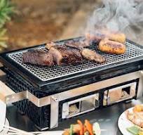 Hitechluxe Portable Charcoal Hibachi Grill in Black with Grid Lifter & Stainless Steel Grill Rack THT115-BK